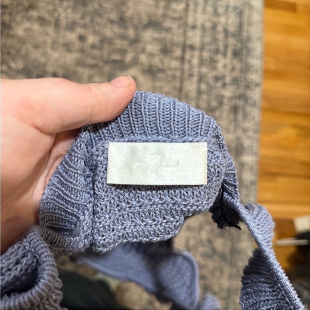 7 For All Mankind Blue Ruffled Knit sweater - Picture 6 of 9